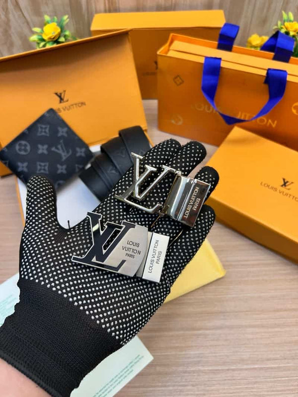 LOUIS_VUITTON_2 Buckle Belt & wallet Combo C392