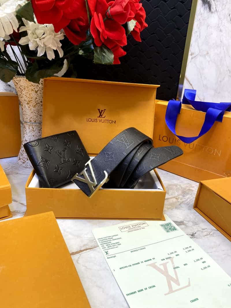 LOUIS_VUITTON Premium_Belt_&_wallet_Combo_C342