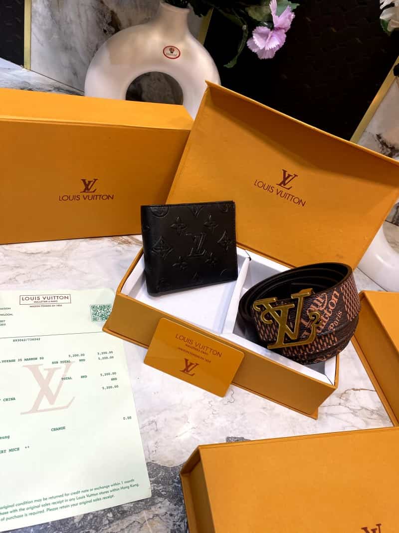 LOUI_S VUITTONN Premium Belt & wallet Combo C332