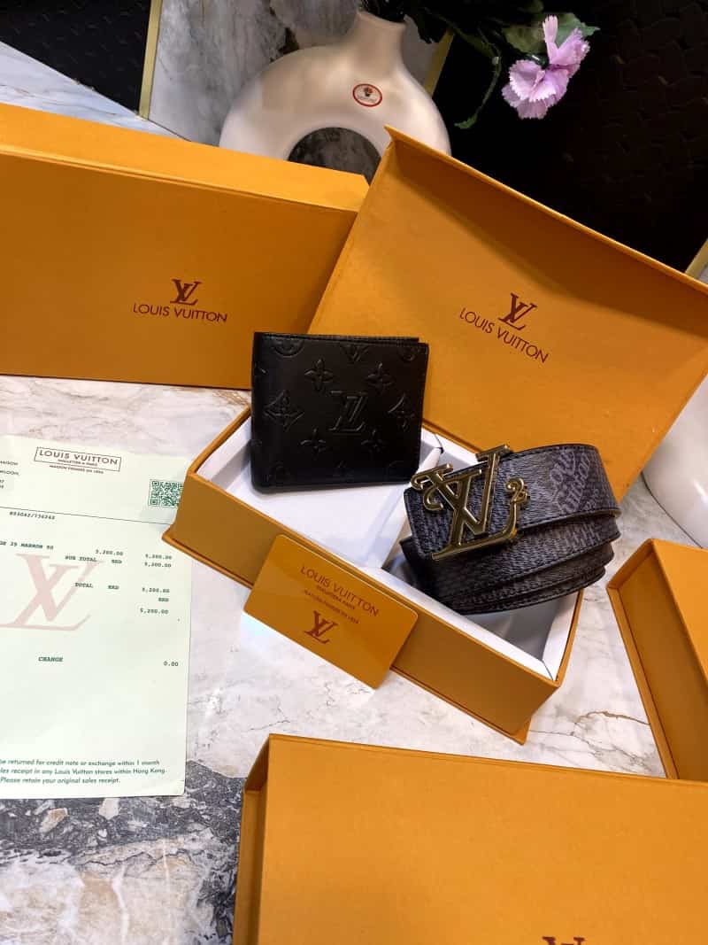 LOUI_S VUITTONN Premium Belt & wallet Combo C331