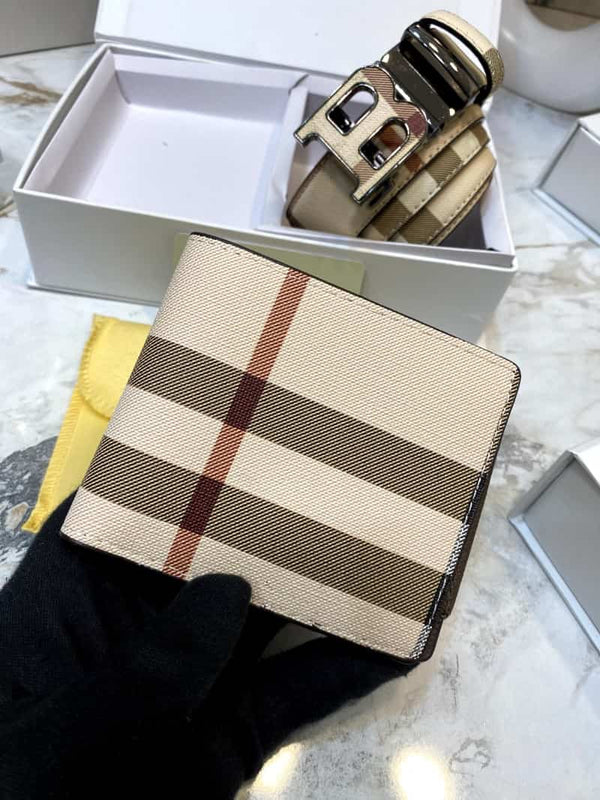 BURBERR_Y Premium Belt & Wallet Combo C330