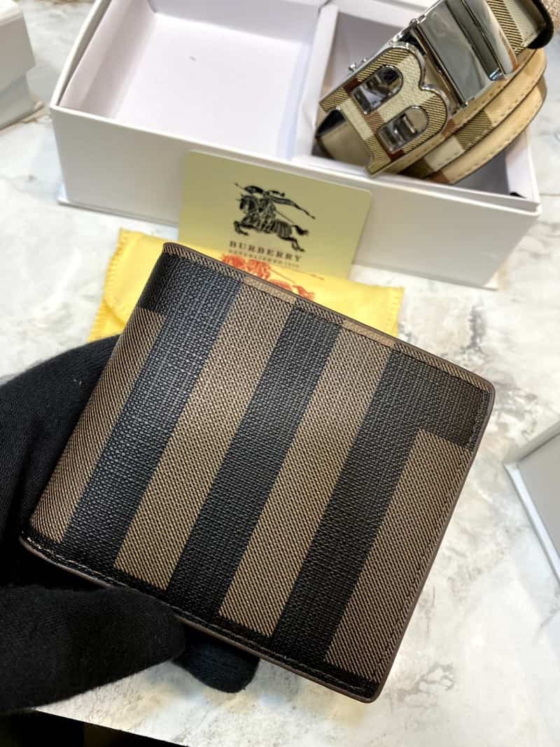BURBERR_Y Premium Belt & Wallet Combo C328