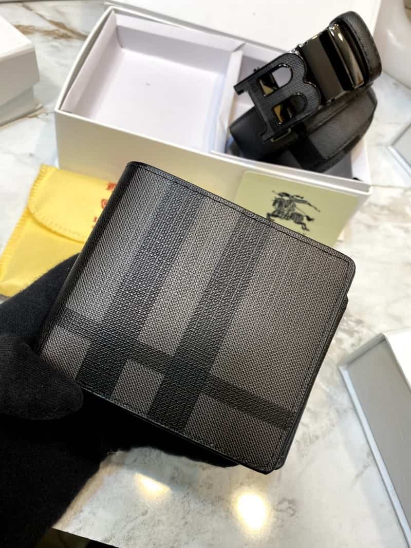 BURBERR_Y Premium Belt & Wallet Combo C327