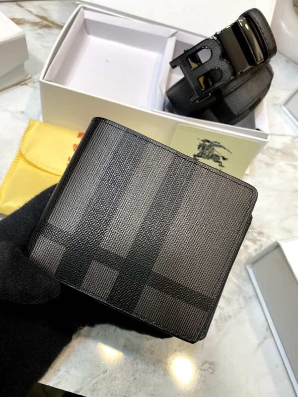 BURBERR_Y Premium Belt & Wallet Combo C327