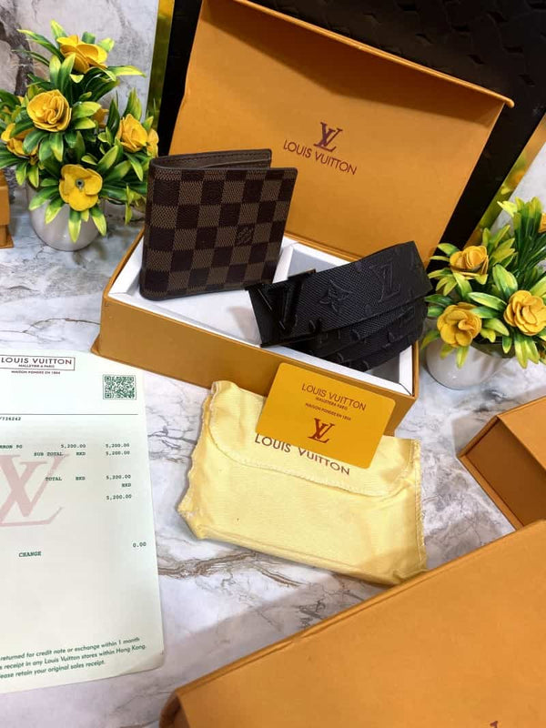 LOUI_S VUITTONN Premium Belt & wallet Combo C322
