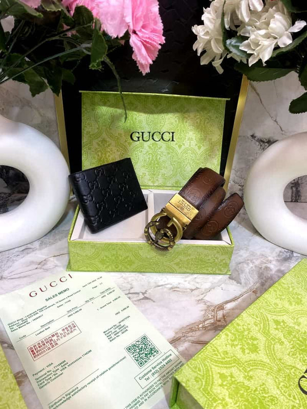 GUCCCI Premium Belt & Wallet Combo C318