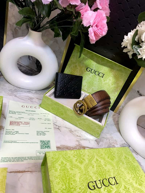 GUCCCI Premium Belt & Wallet Combo C317