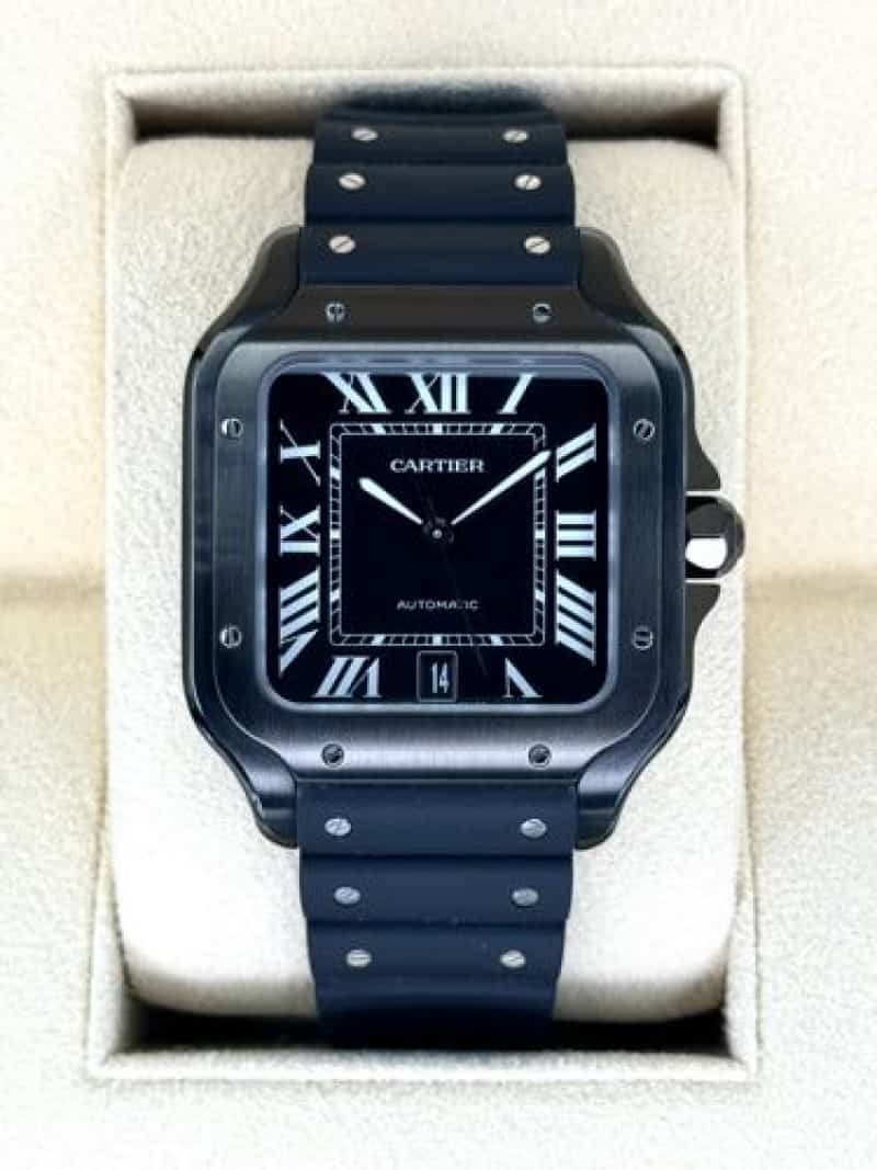 CARTIER SANTOS BLACK AUTOMATIC RUBB