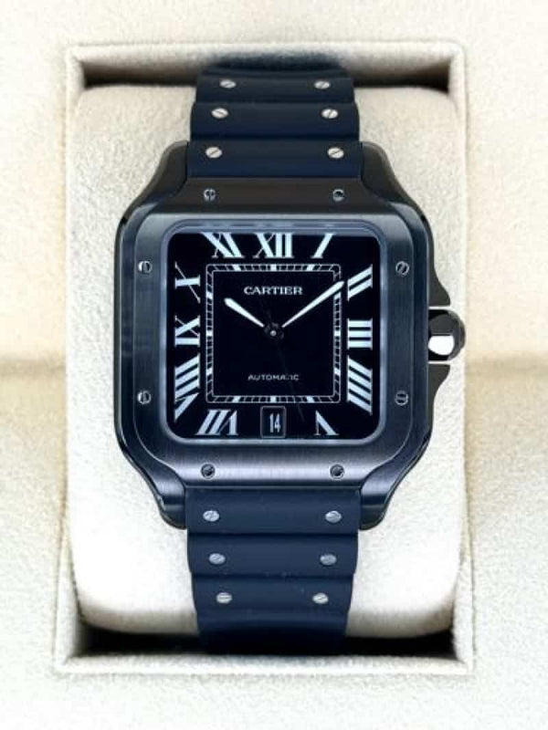 CARTIER SANTOS BLACK AUTOMATIC RUBB