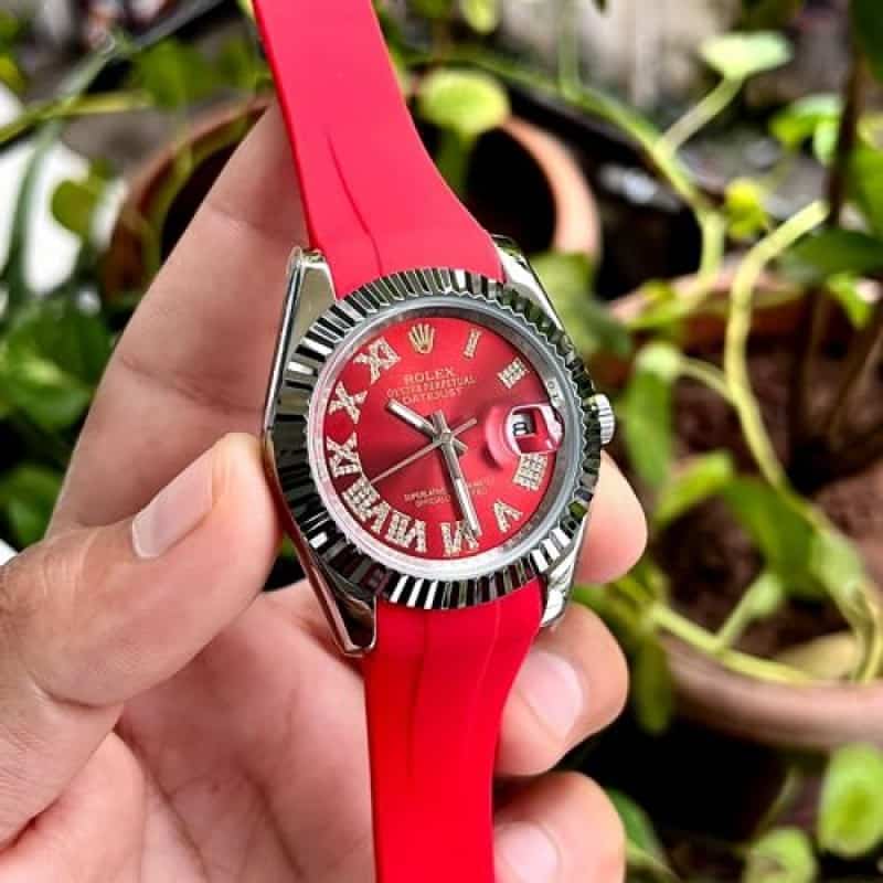 ROLEX DATEJUST RED STRAP AUTOMATIC Main image