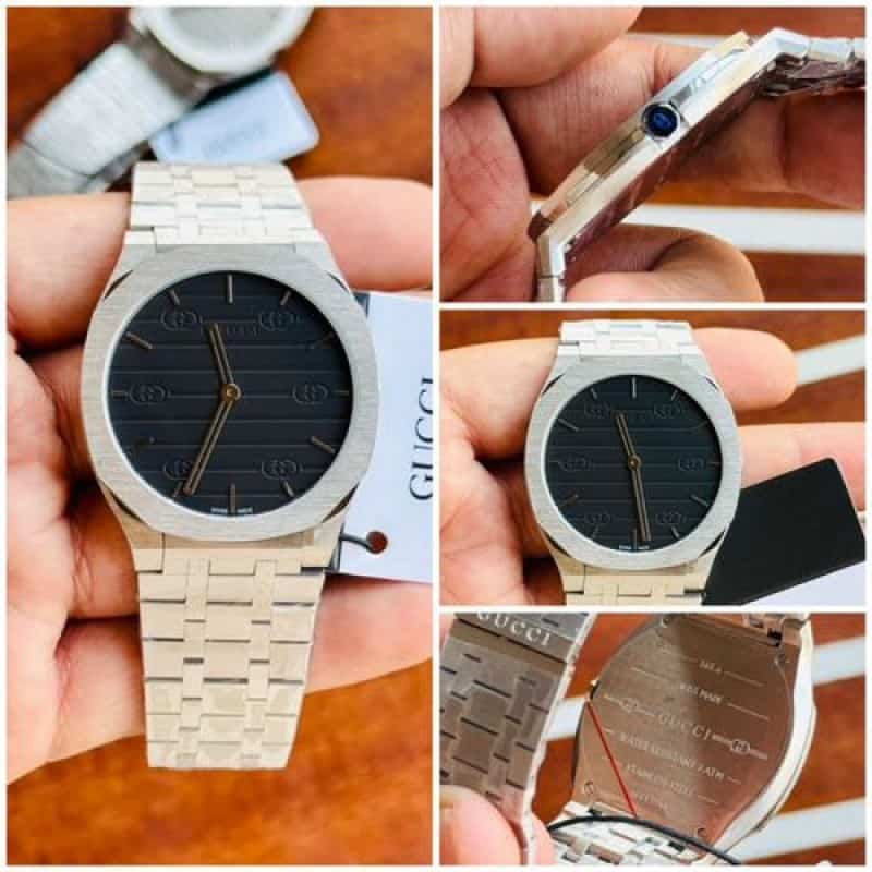 GUCCI SLIM BLACK SILVER QUARTZ