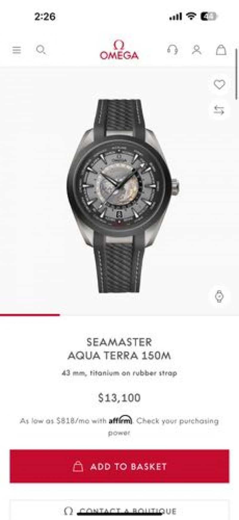 OMEGA AQUA TERRA WORLD MAP BLACK