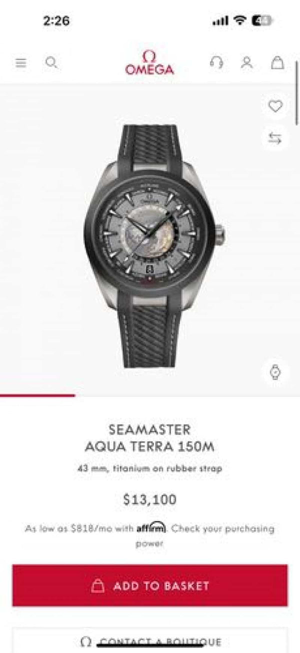 OMEGA AQUA TERRA WORLD MAP BLACK