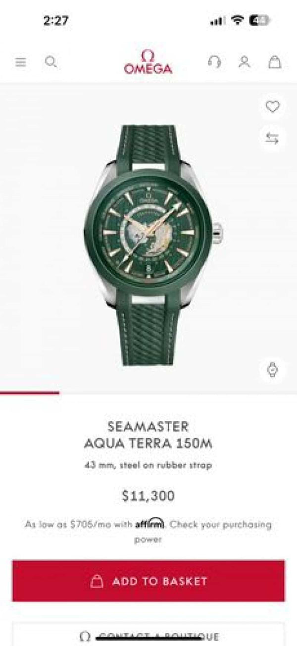 OMEGA AQUA TERRA WORLD MAP GREEN