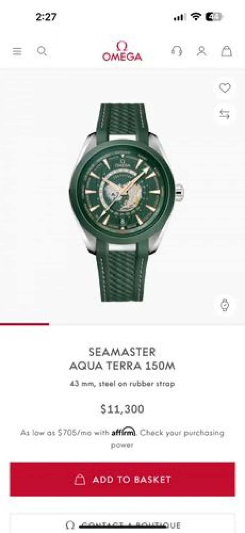 OMEGA AQUA TERRA WORLD MAP GREEN