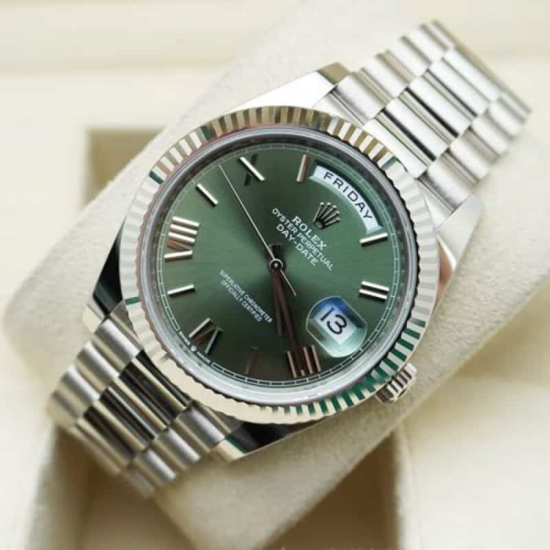 ROLEX DAY DATE SILVER GREEN YZ