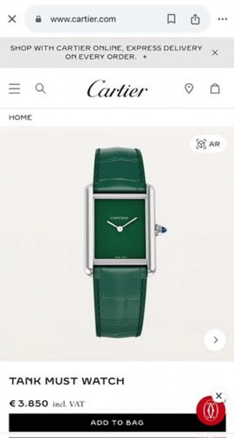 Cartier Tank Must Large Quartz Gree