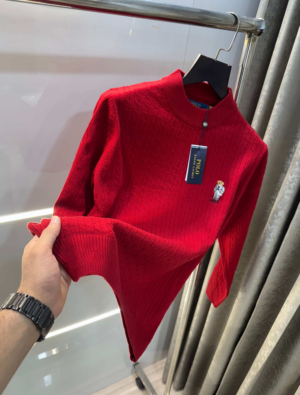 Ralph  Lauren Red Teddy Edition Knitted Pull Pver