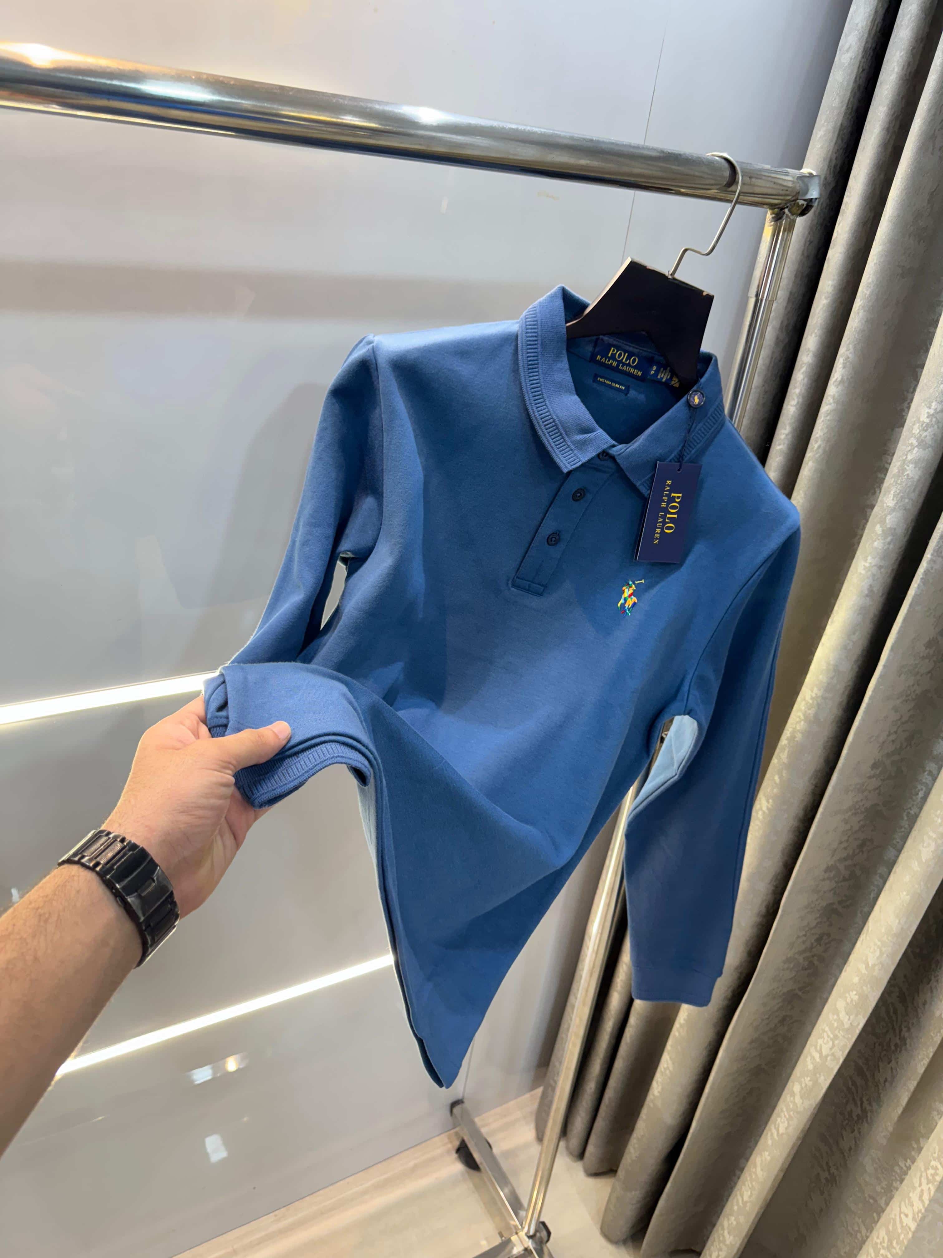 Ralp h lauren Blue  Embroidery Logo Premium Full Sleeve Polo T-Shirt