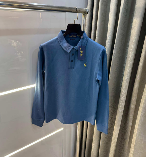 Ralp h lauren Blue  Embroidery Logo Premium Full Sleeve Polo T-Shirt