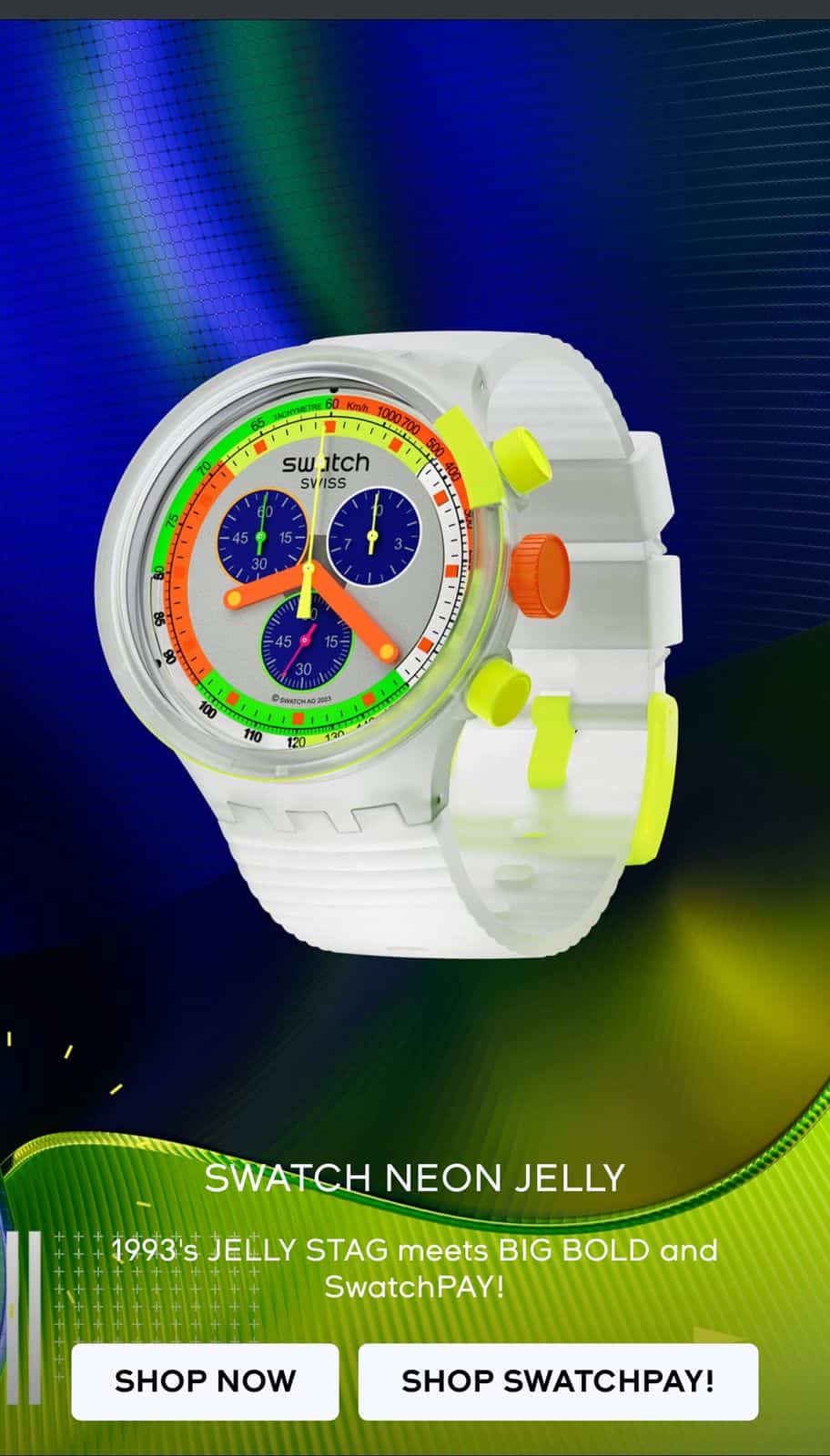 Swatc h Neon Jelly White Chronograph Watch