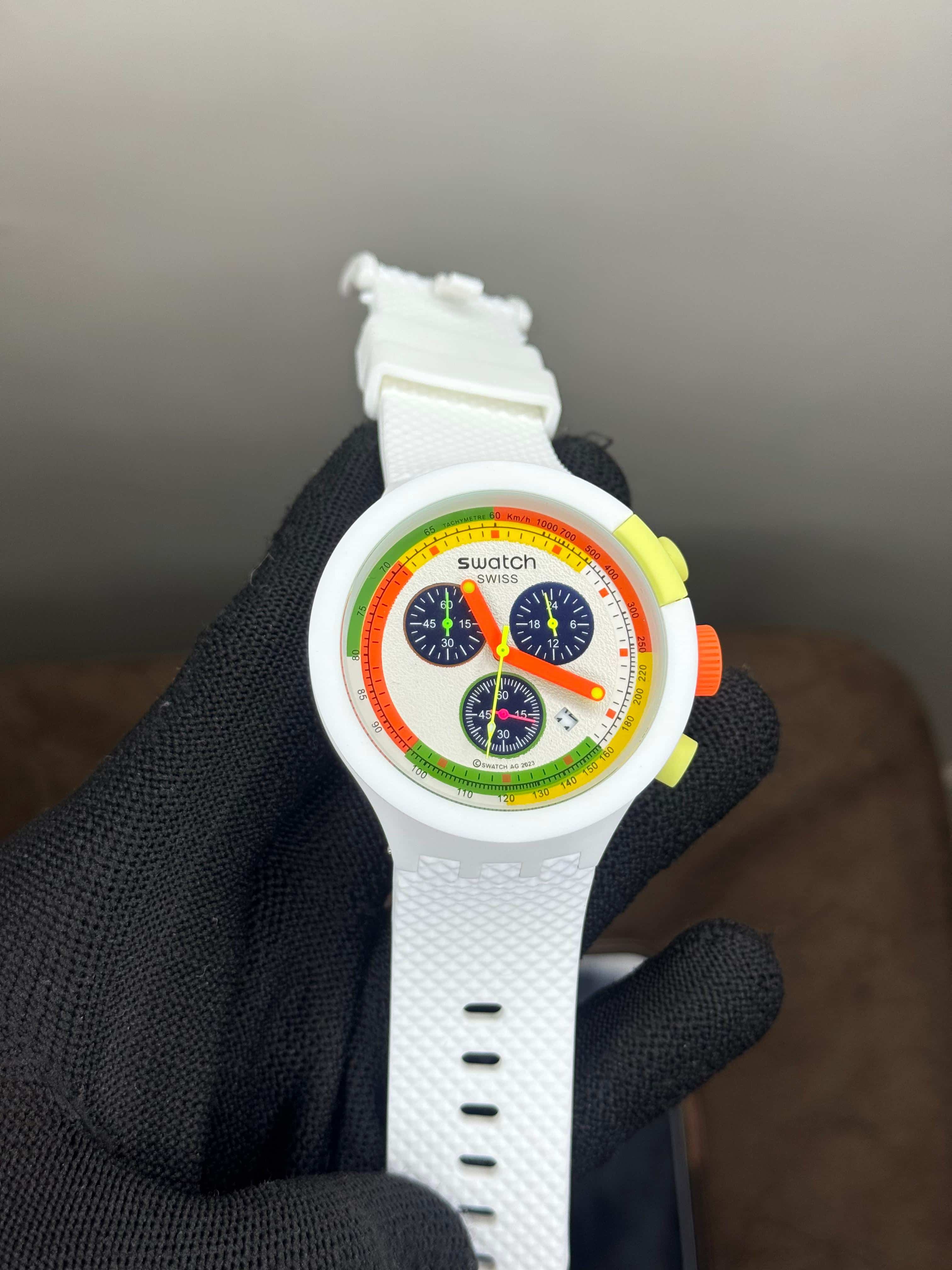 Swatc h Neon Jelly White Chronograph Watch