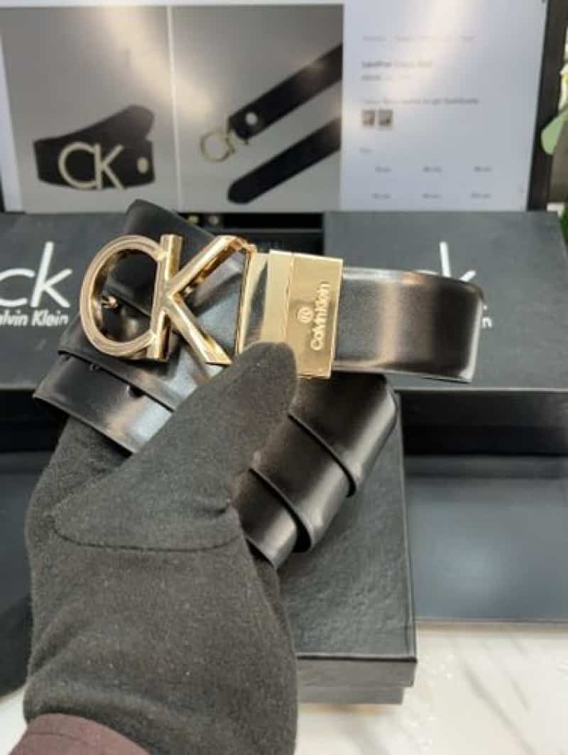 CK CALVI N KLEIN PREMIUM QUALITY IMPORTED REVERSIBLE BELT WITH OG box CK-505