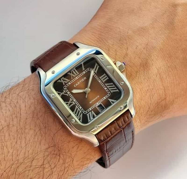 Cartierr Santos Leather Brown Autom