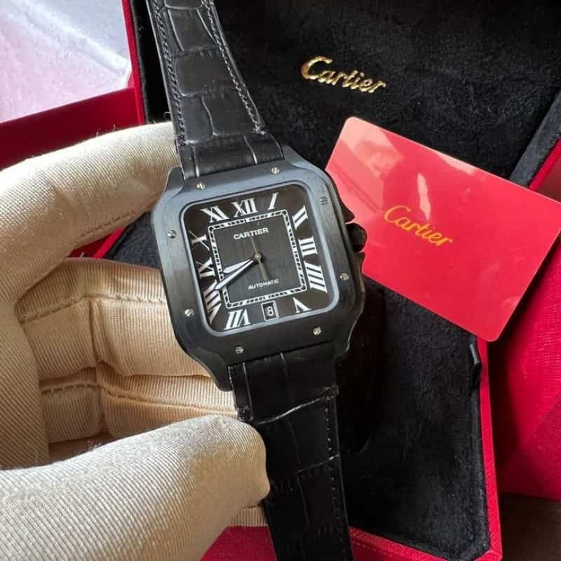 Cartierr Santos All Black Leather A