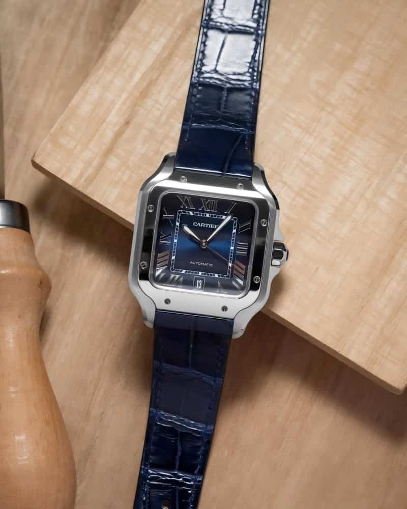 Cartierr Santos Blue Leather Automa
