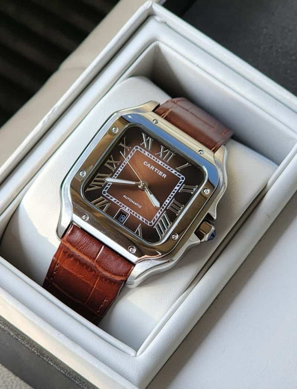 Cartierr Santos Leather Brown Autom