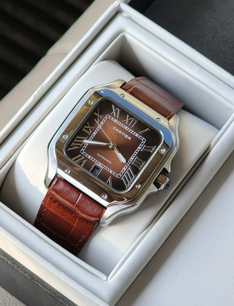 Cartierr Santos Leather Brown Autom