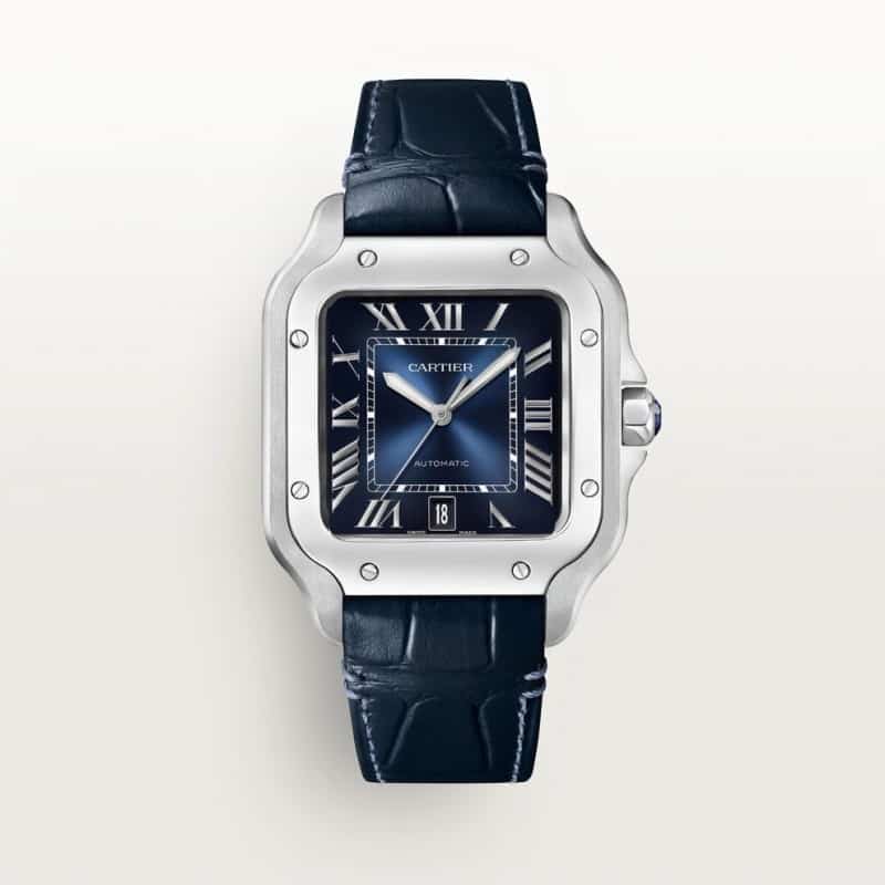 Cartierr Santos Blue Leather Automa