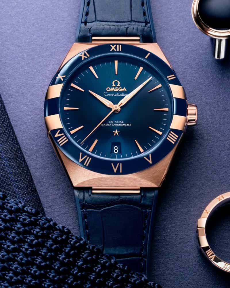 Omegaa Constellation Rose Gold Blue