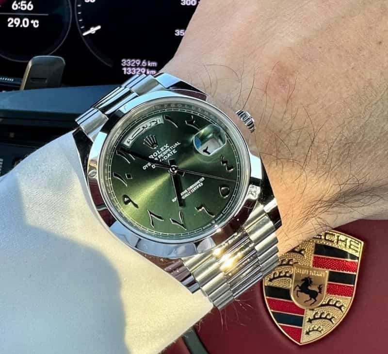 Rolexx DayDate Arabic Platinum Gree
