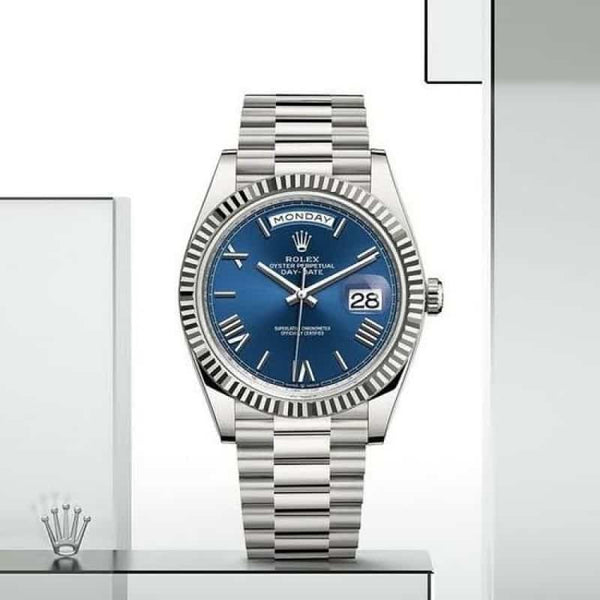 Rolexx DayDate Silver Blue