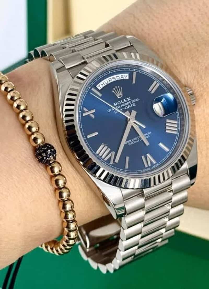 Rolexx DayDate Silver Blue
