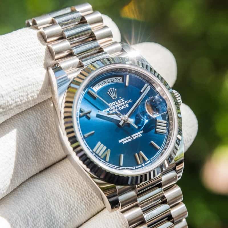Rolexx DayDate Silver Blue