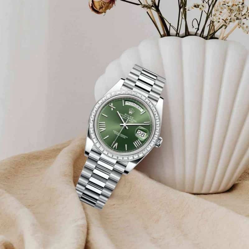 Rolexx Daydate Diamond Green Platin