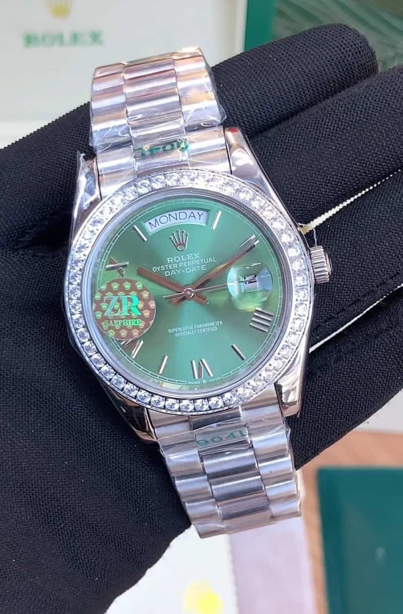 Rolexx Daydate Diamond Green Platin