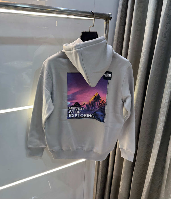 The  North Face Grey Printed Imported Hoodie