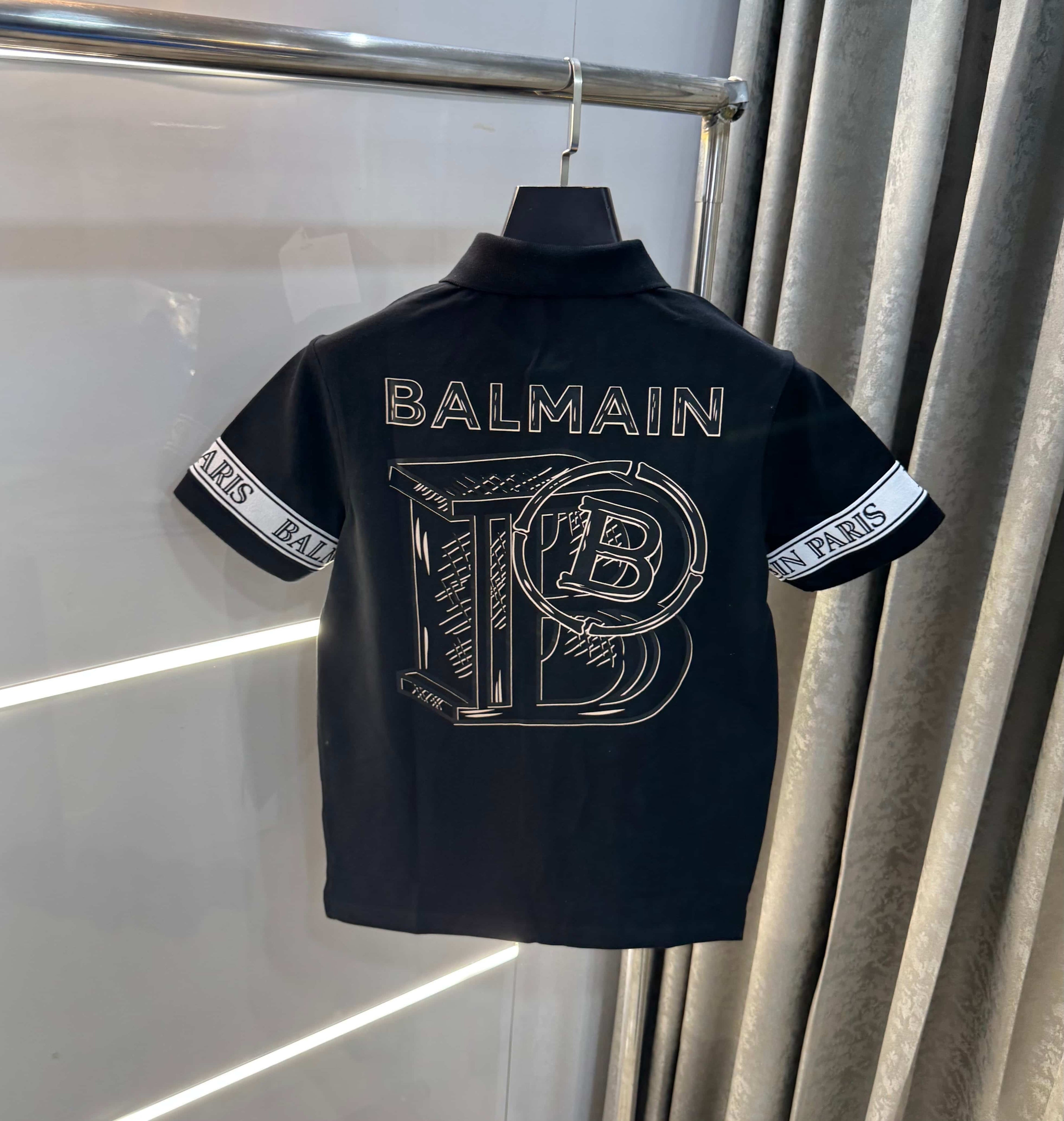 Balmai n Paris Black Shoulder Patch Imported Polo T-Shirt
