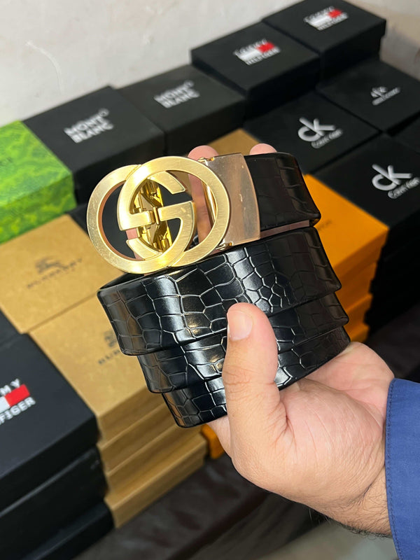 gu..CCi. PREMIUM QUALITY IMPORTED AUTOLOCK CROCODILE BELT WITH OG BOx GG-213