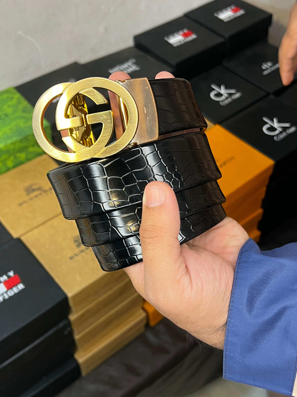 gu..CCi. PREMIUM QUALITY IMPORTED AUTOLOCK CROCODILE BELT WITH OG BOx GG-213