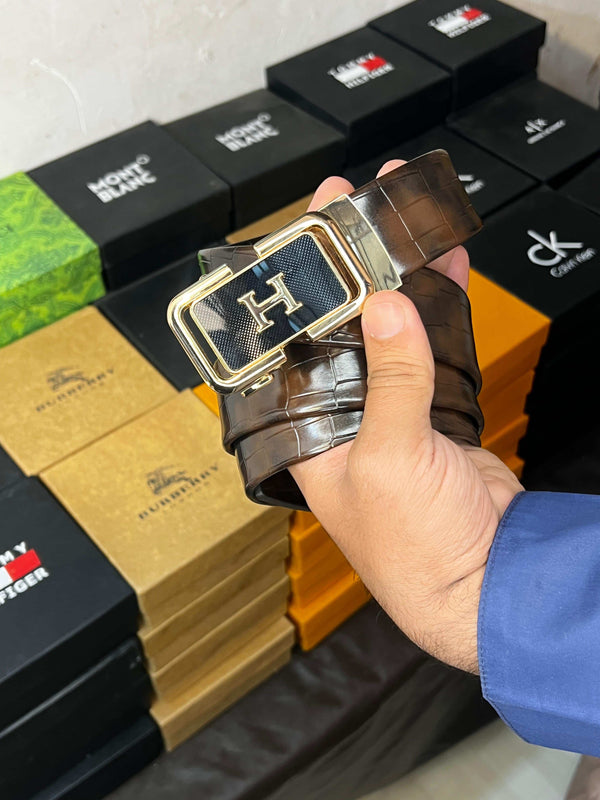 HeR_ME5 PREMIUM QUALITY IMPORTED AUTOLOCK CROCODILE BELT WITH OG BO-X H-801