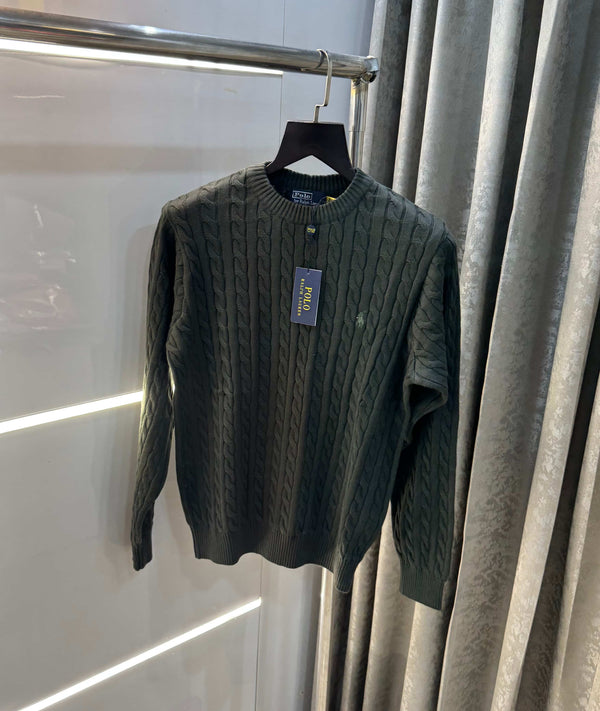 C Ralph  Lauren Olive Green Knitted Imported Pull Over