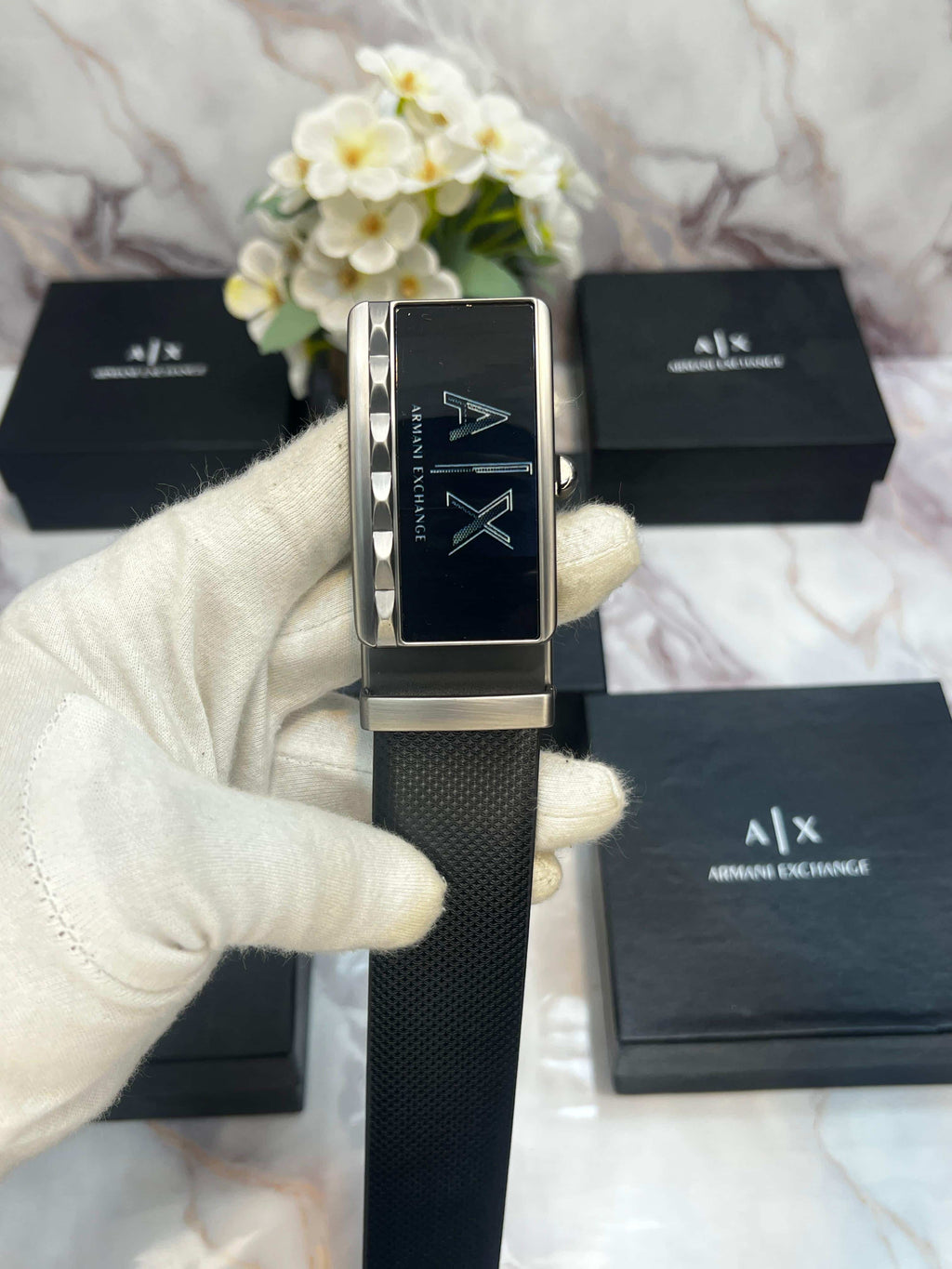A..X aRM4NI EXCHANGE PREMIUM QUALITY REVERSEABLE BELT WITH OG BOX AX-110