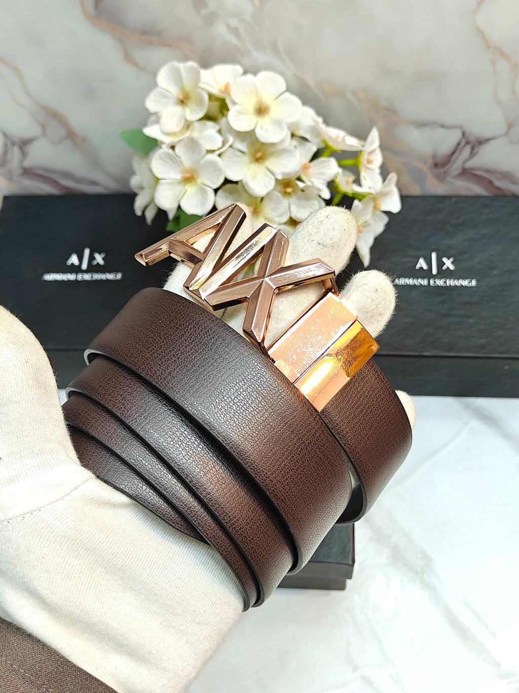 AX ARMANI EXCHANGE PREMIUM QUALITY REVERSEABLE BELT WITH OG BOX AX-112