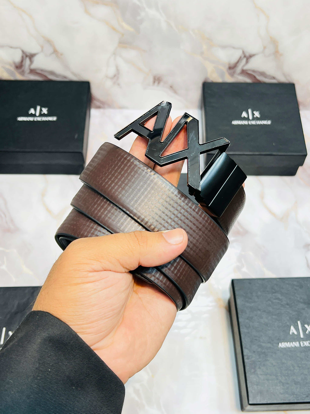AX ARMANI EXCHANGE PREMIUM QUALITY REVERSEABLE BELT WITH OG BOX AX-113