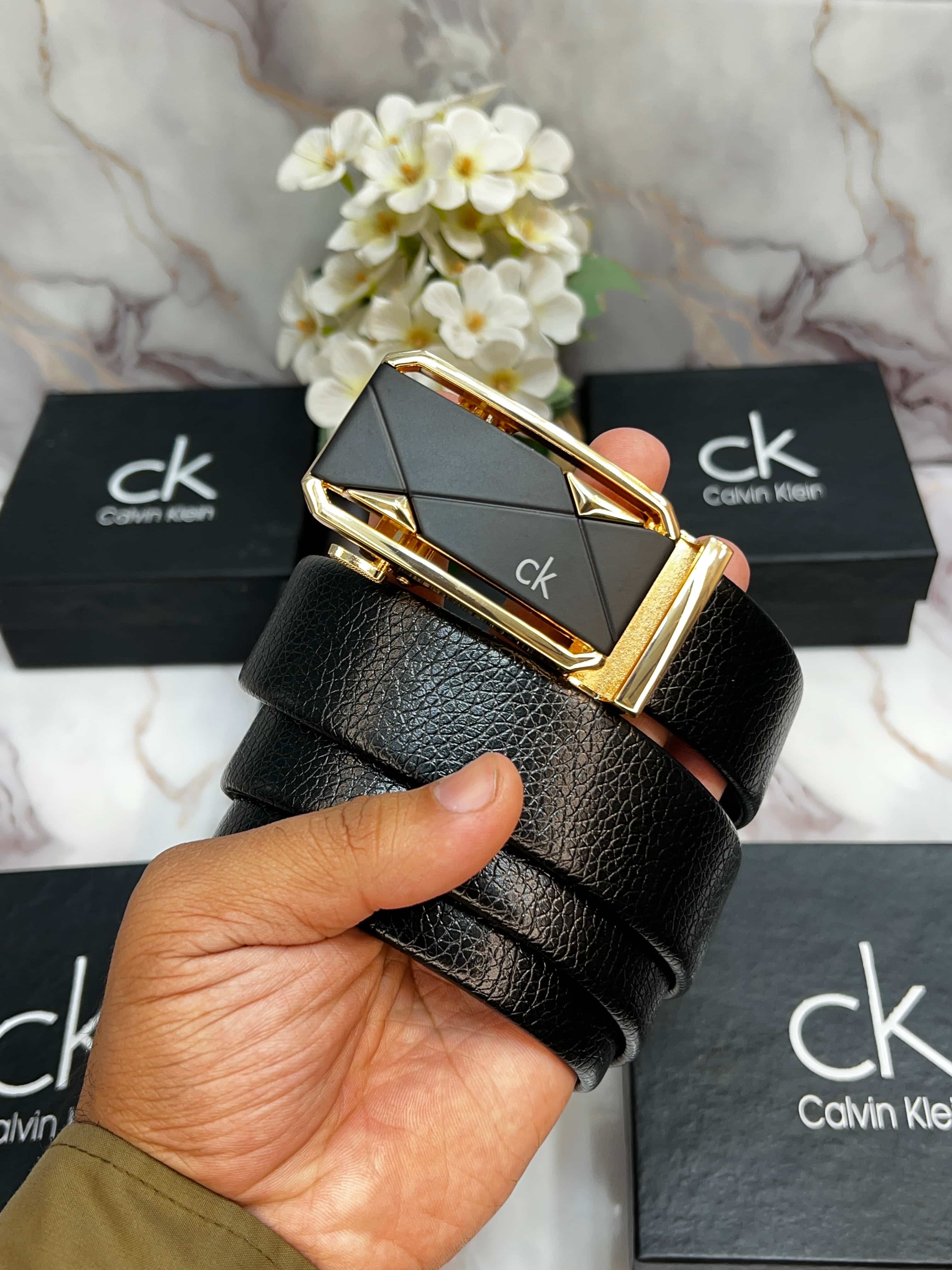 CK CALVIN KLEIN PREMIUM QUALITY IMPORTED AUTOLOCK BELT WITH OG BOX CK-103